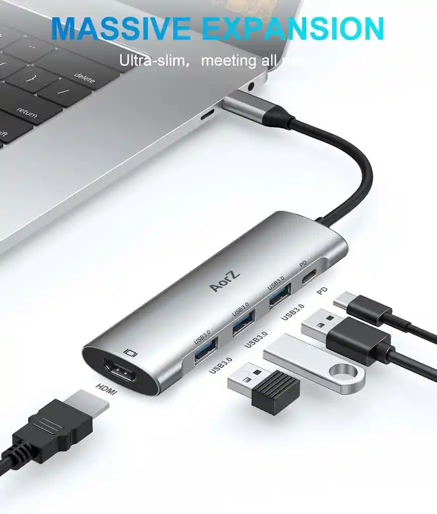 Hub Usb C A Hdmi Red Ethernet Rj45 Usb 3.0 Sd Micro Sd