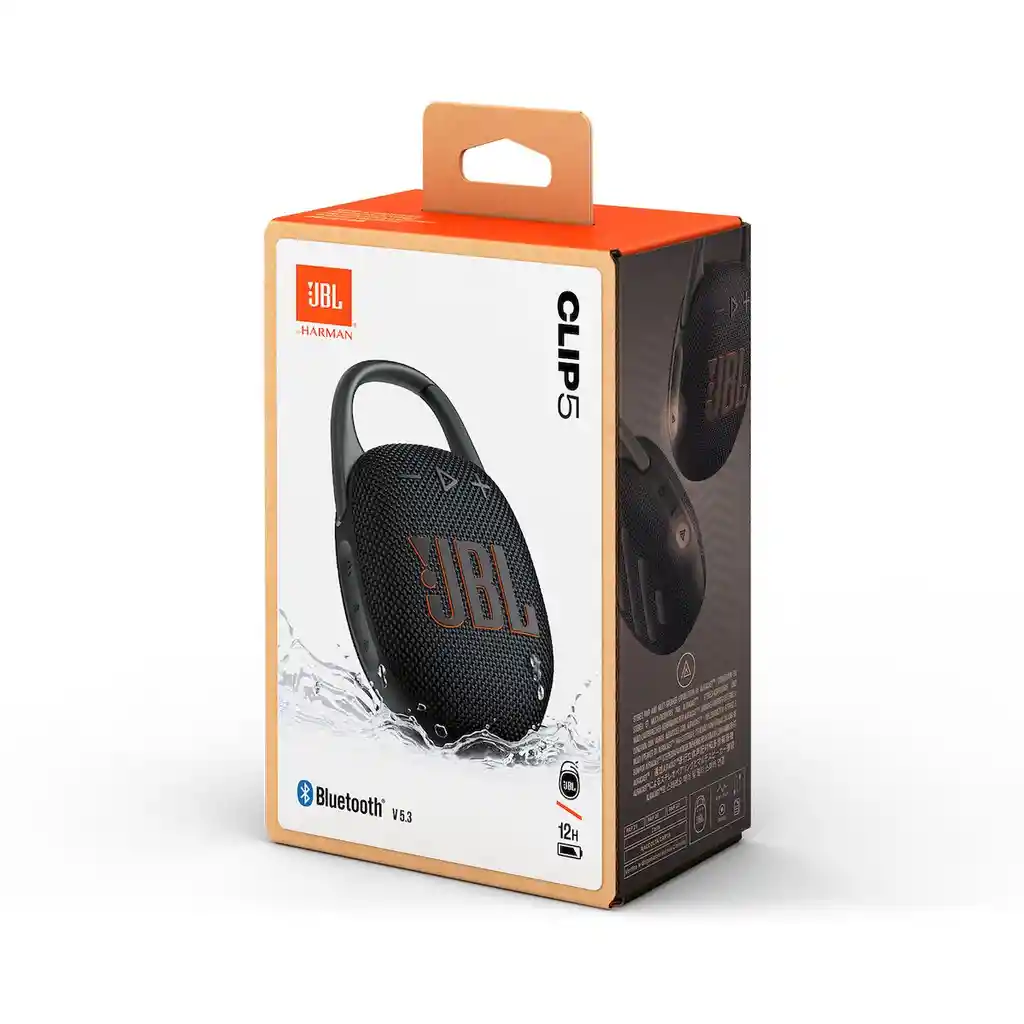 Parlante Portatil Jbl Clip 5 7watt 12+3horas Resiste Agua - Negro