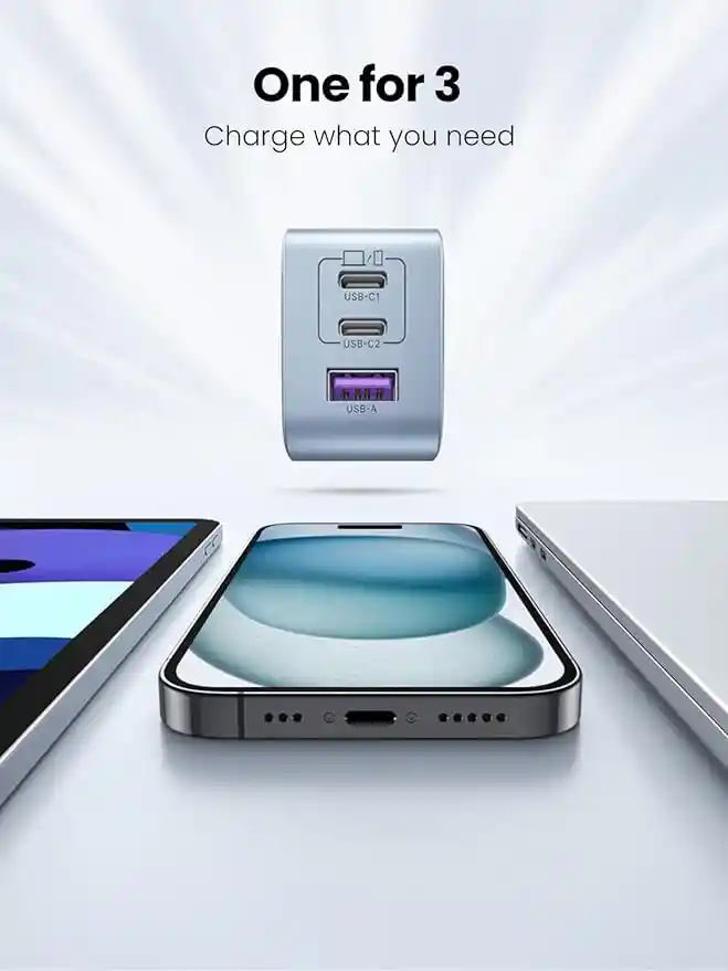 Cargador Ugreen 65w Pd Usb-cx3 Usb-a Carga Rápida Qc 4.0 3.0