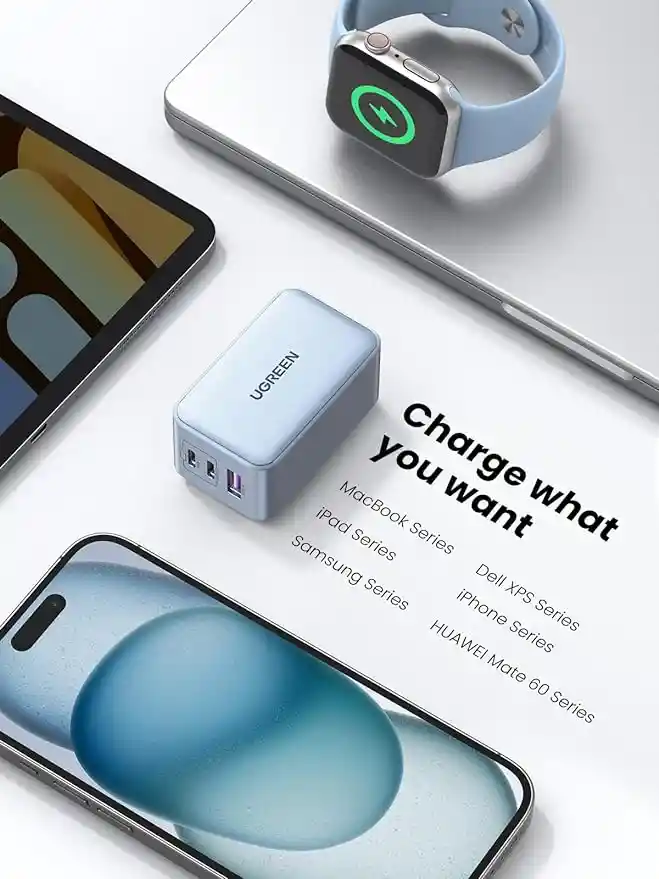 Cargador Ugreen 65w Pd Usb-cx3 Usb-a Carga Rápida Qc 4.0 3.0