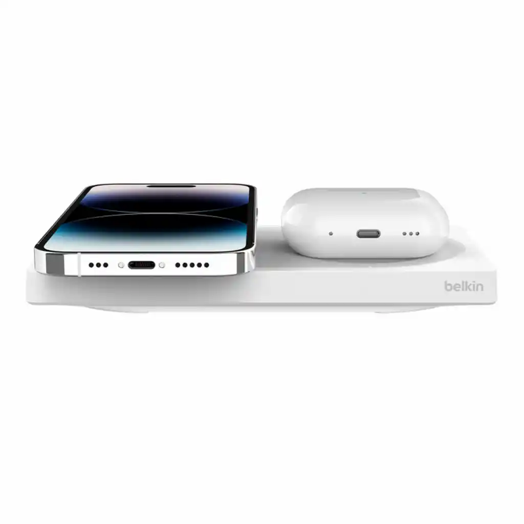 Base Carga 2 En 1 Wireless Magsafe 15w Belkin Boostcharge Pro Wht