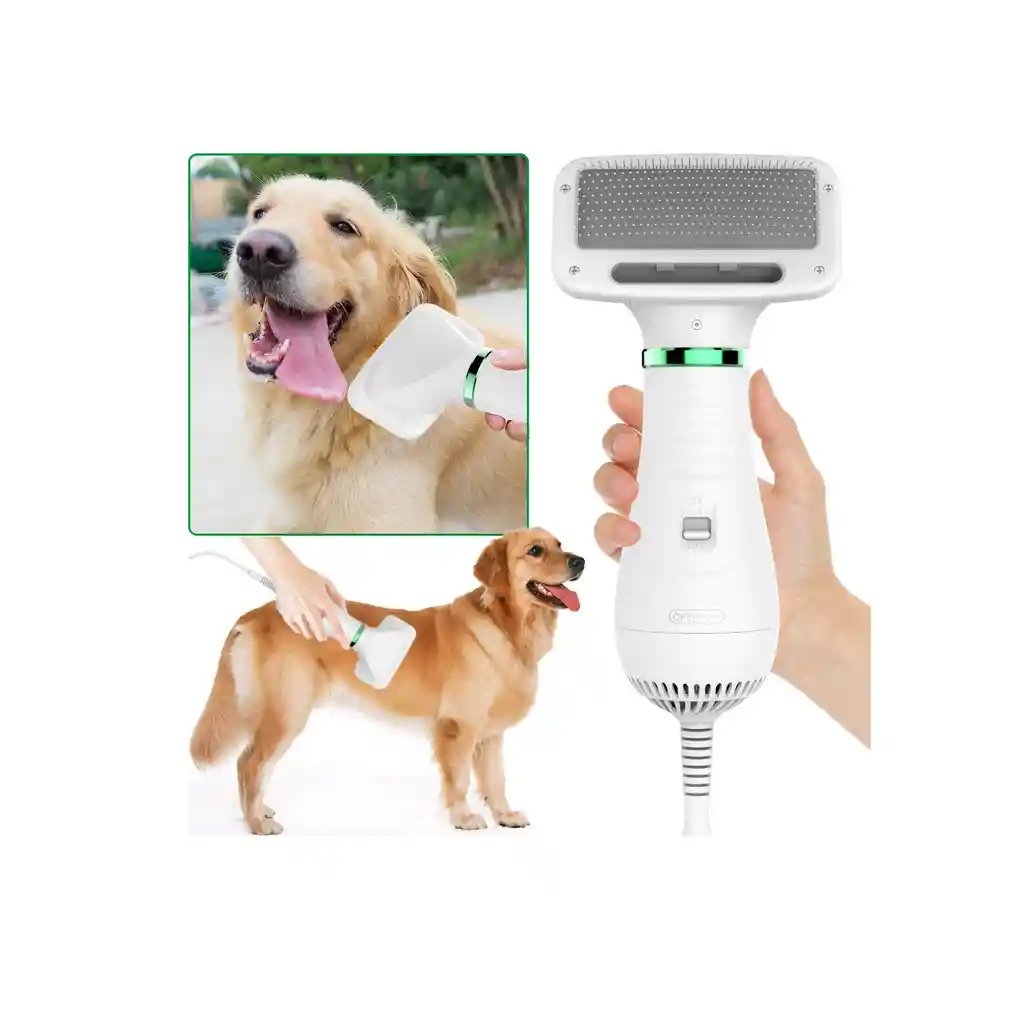 Secador De Pelo Para Perros Gatos Portátil Con Cepillo Color Blanco