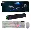 Combo Pad Mouse Rgb 80cm X 30cm + Teclado Y Mouse Gamer Blanco Anime