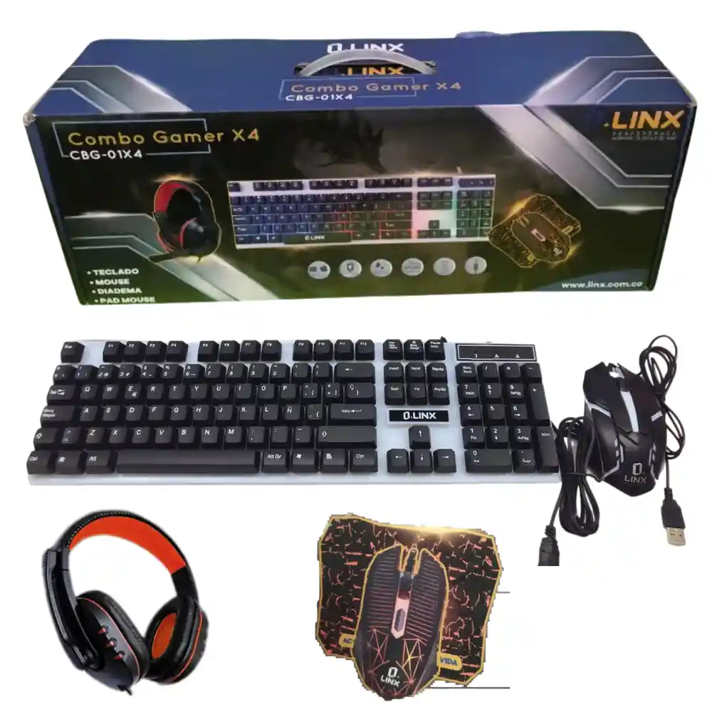 Kit Combo Gamer Teclado + Mouse + Mousepad + Diadema Linx Cbg-01x4 Combo Gamer X4 Linx Cbg-01x4