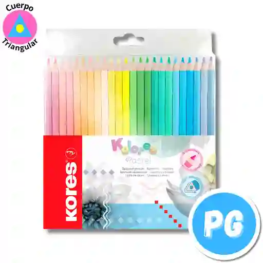 Caja Colores Kores En Tonos Pastel X24 Unds Unipunta