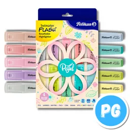 Caja De Resaltadores Pelikan Flash Tonos Pastel X10 Unds Surtidos Punta Biselada