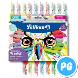 Caja Resaltador Pelikan Flash X16 Colores Surtidos Punta Biselada