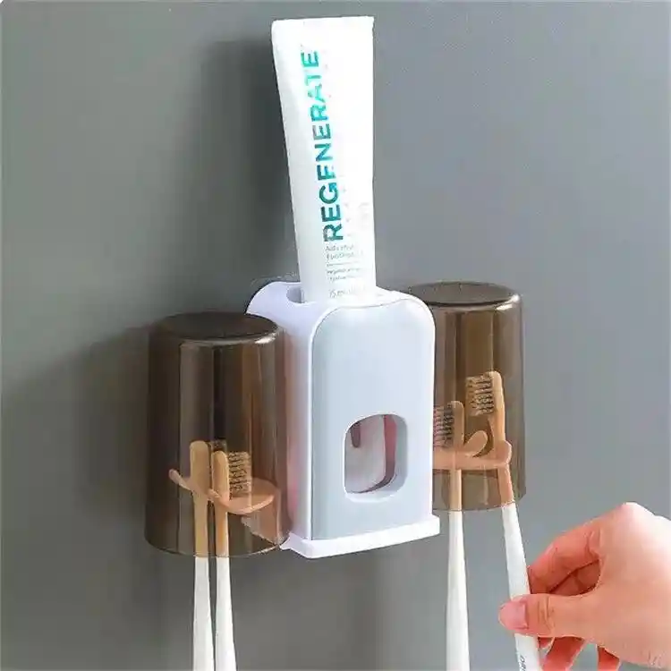 Dispensador Automatico De Pasta De Dientes Con Soporte Para 4 Cepillos