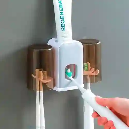 Dispensador Automatico De Pasta De Dientes Con Soporte Para 4 Cepillos