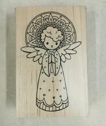 Sello Importado De Angel De Madera Con Goma (10x7)