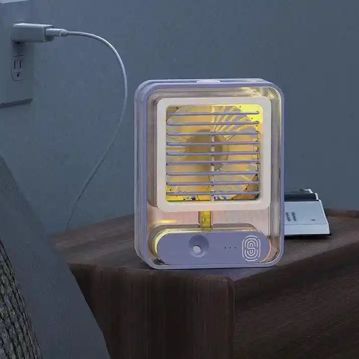 Ventilador Himidificador Aire Acondicionado Con Luz Led 3 En 1