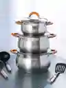 Olla Acero Inoxidable Home Elements 24 Cm 6.3 Litros Tapa Vidrio