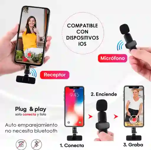 Microfono Doble Inalambrico Para Android Y Iphone ** /microfono Doble De Solapa Tipo C Y Iphone