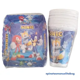 Kit Bandejas Y Vasos Sonic X 12 Und