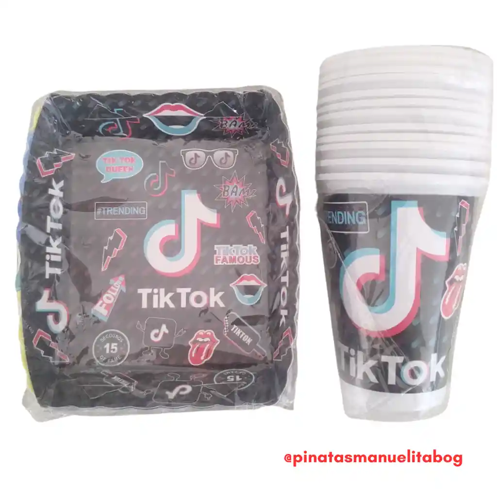 Kit Bandejas Y Vasos Tik Tok X 12 Und