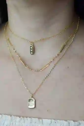 Trio De Cadenas Doradas Placa De Estrellas