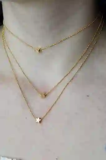 Trio De Cadenas Estrellas Doradas