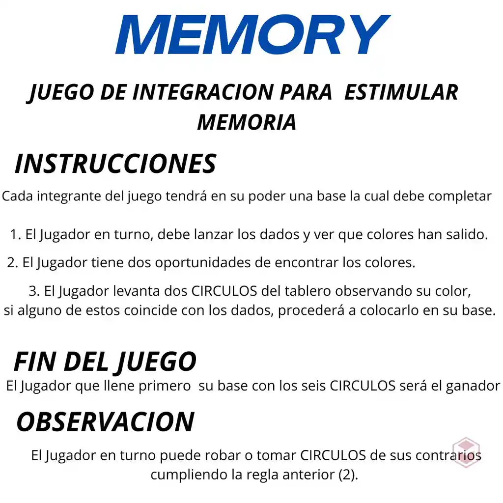 Memory Juego De Mesa Memoria Familiar De Integracion A030