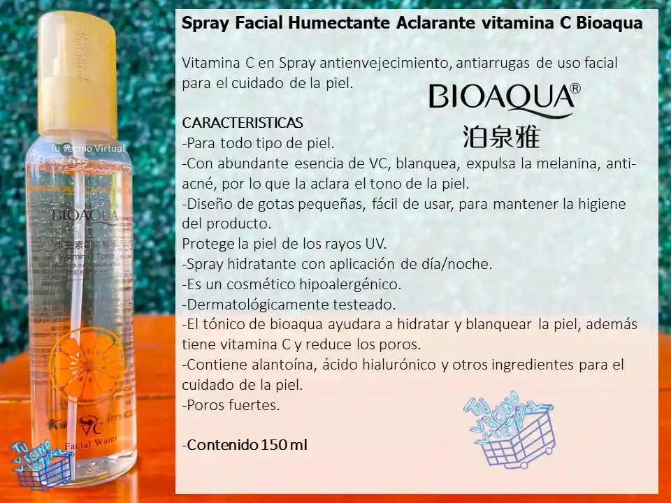 Spray Facial Humectante Y Aclarante Vitamina C Bioaqua