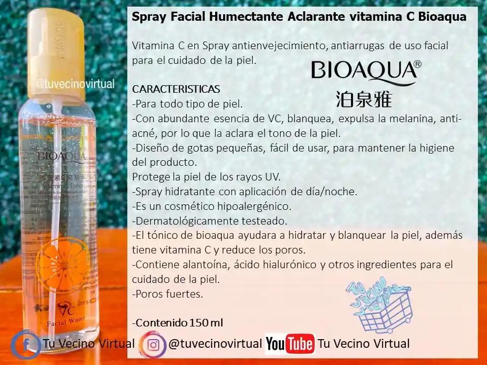 Suero De Vitamina C Y Spray Facial Humectante Bioaqua