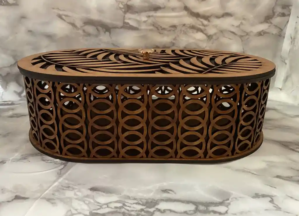 Caja De Madera Ovalada Mediana