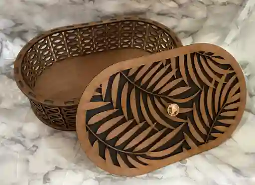 Caja De Madera Ovalada Mediana