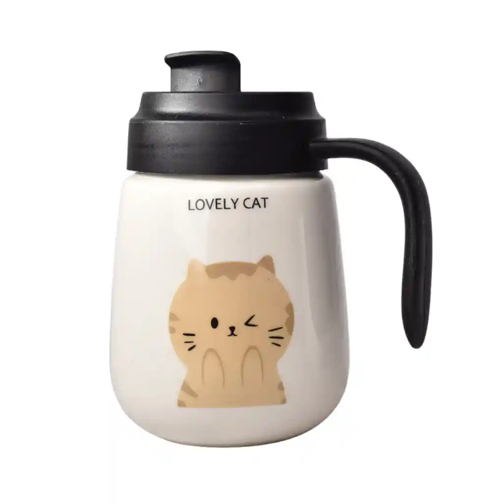 Mug Pocillo Blanco Diseño De Gatos En Ceramica Grande