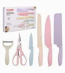 Juego De Cuchillos X6 Piezas Colores Pastel