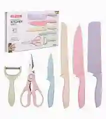 Juego De Cuchillos X6 Piezas Colores Pastel