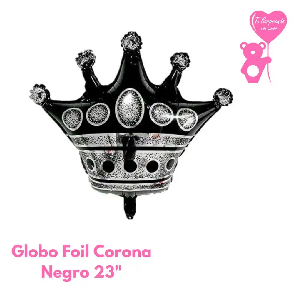 Globo Foil Corona Negro Grande 23"