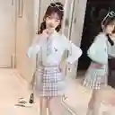 Disfraz Falda De Cuadros Rosado - Talla 130