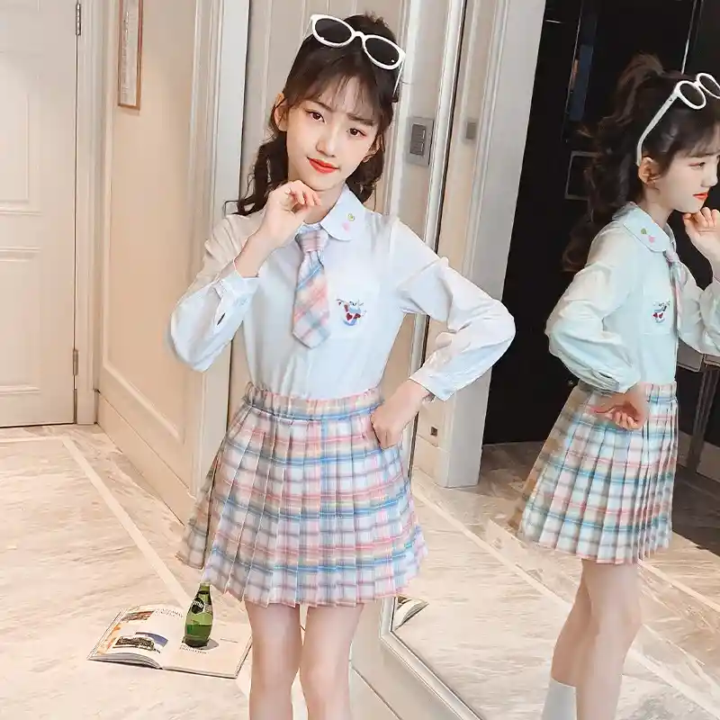 Disfraz Falda De Cuadros Rosado - Talla 130