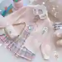 Disfraz Falda De Cuadros Rosado - Talla 130