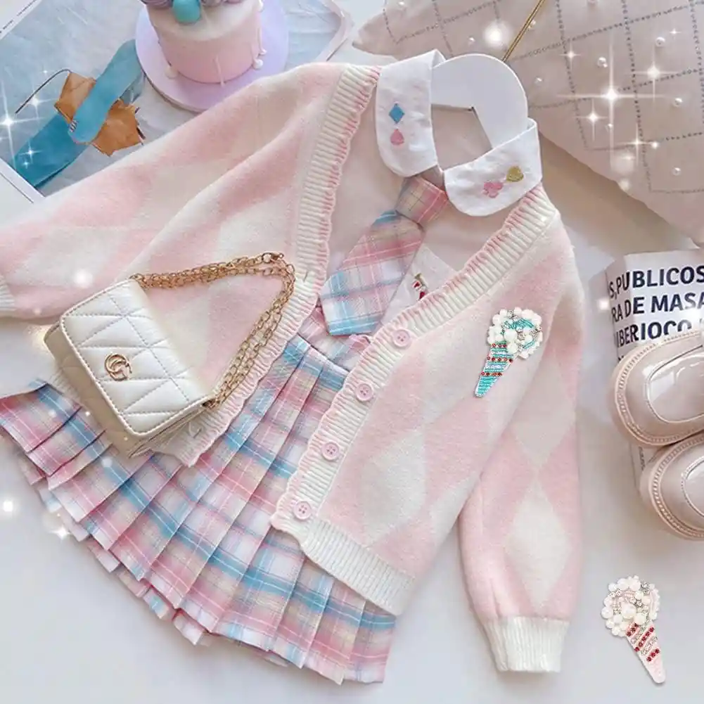 Disfraz Falda De Cuadros Rosado - Talla 130