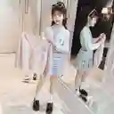 Disfraz Falda De Cuadros Rosado - Talla 130