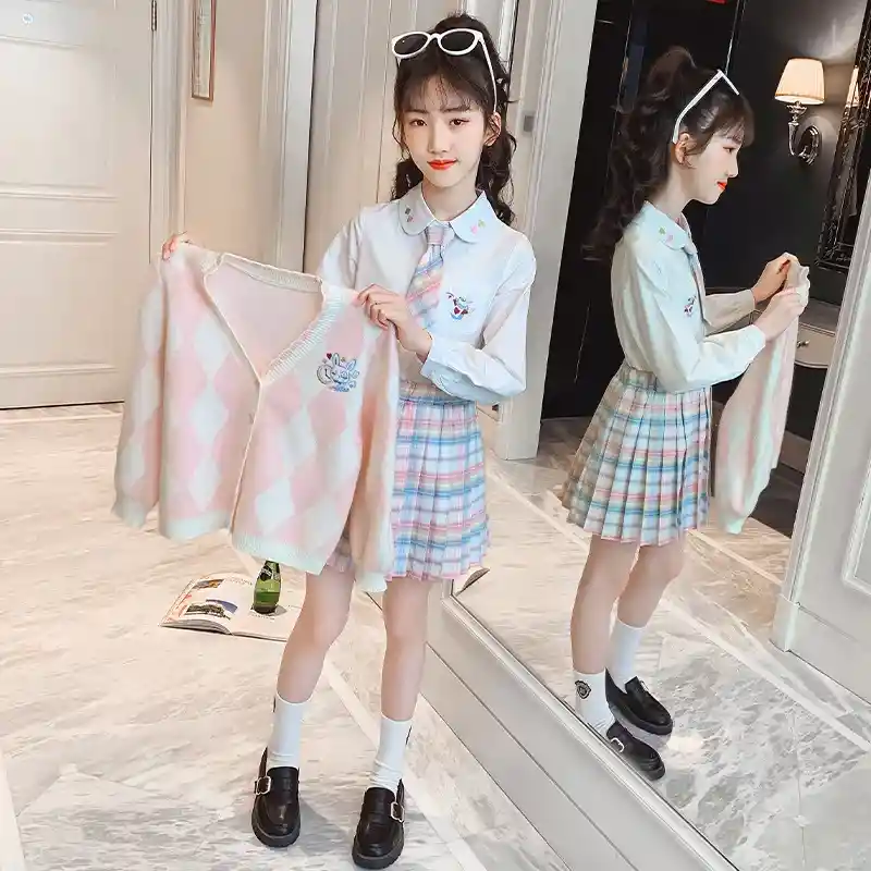 Disfraz Falda De Cuadros Rosado - Talla 130