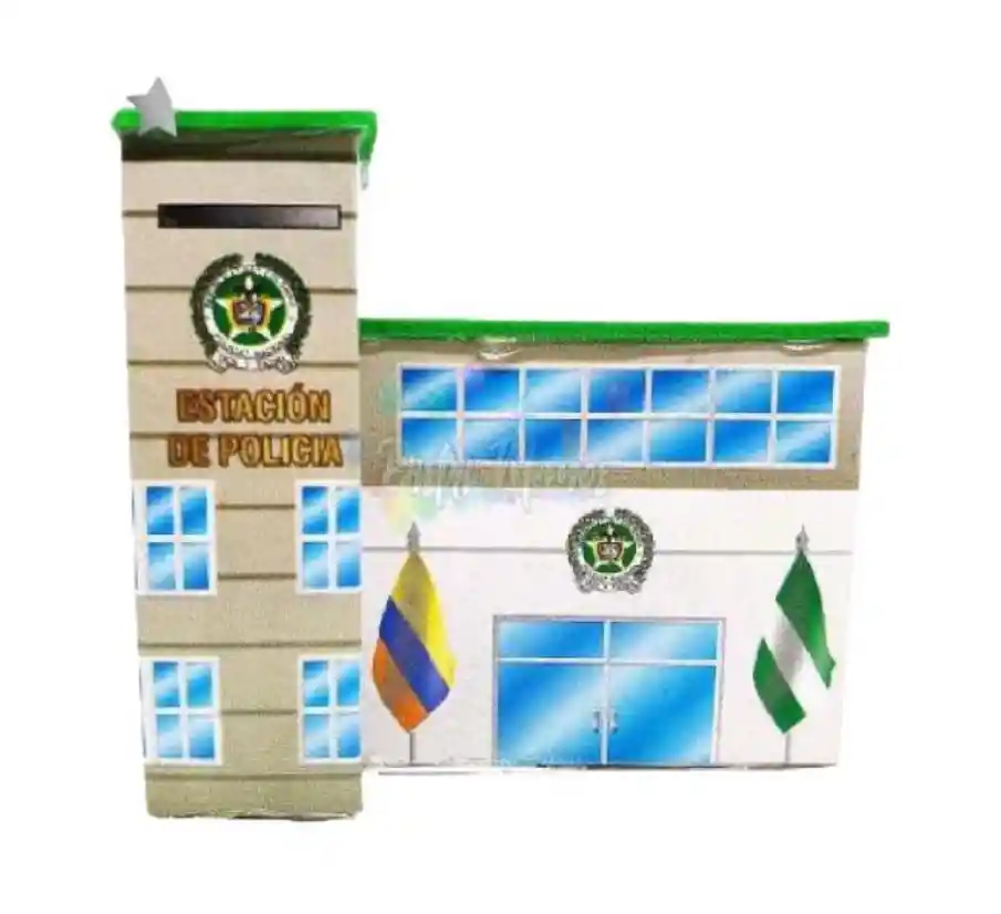 Estacion De Policia De Carton Para Maquetas Paquete X6 Unidades