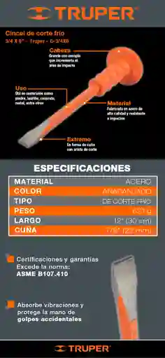 Cincel De Corte Frio Truper