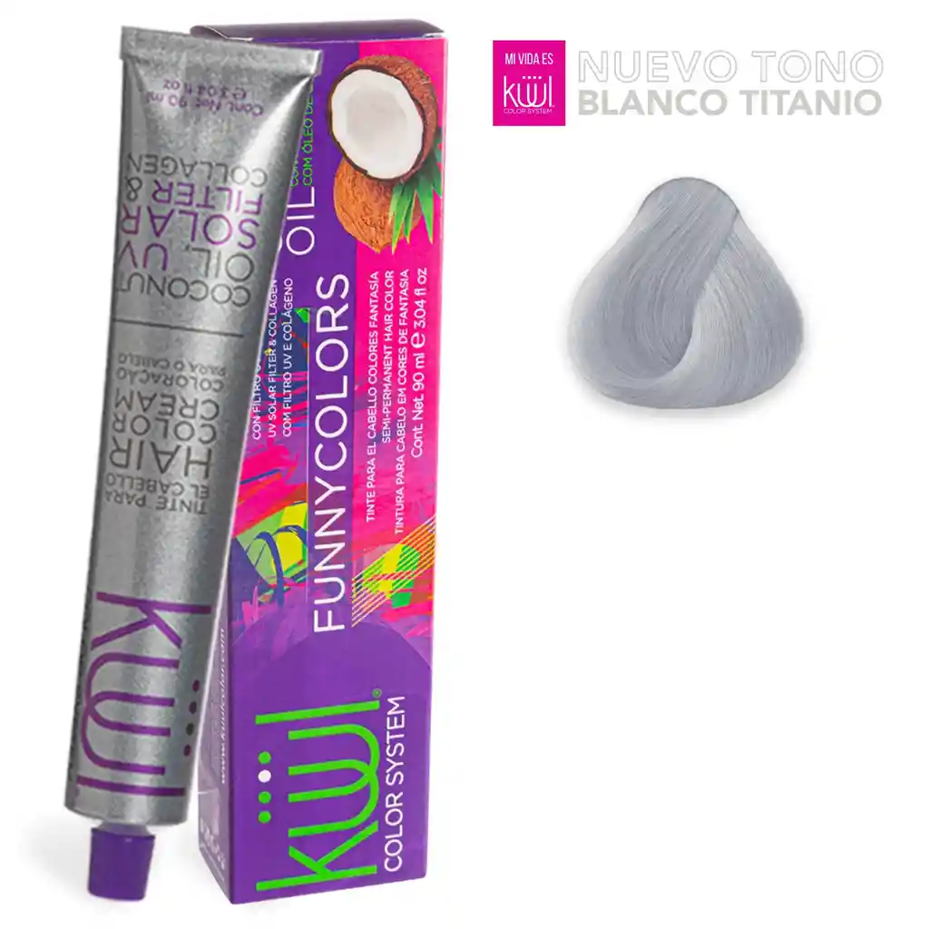 Tinte Para El Cabello Kuul Funny Colors Fantasia Blanco Titanio 90ml