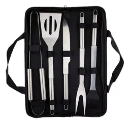 Set De Asador Parrillero 6 Piezas Acero Inoxidable Estuche Bbq