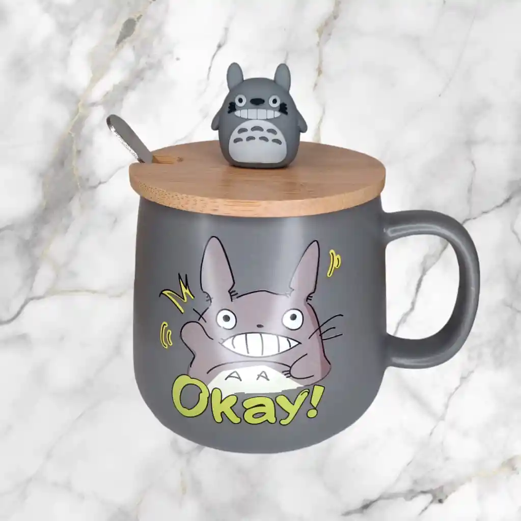 Mug En Ceramica Color Gris Diseño Totoro