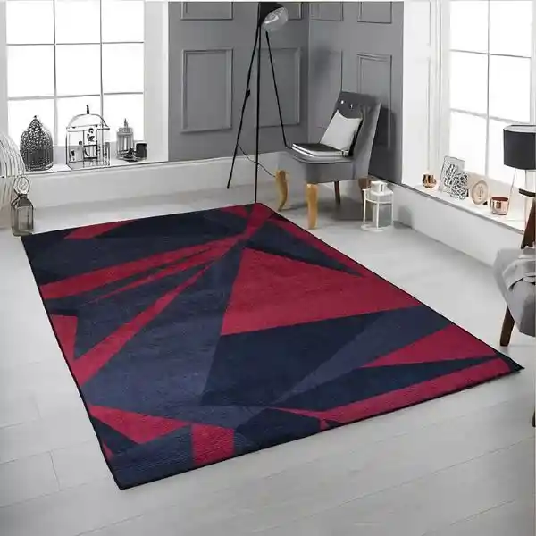 Tapete Moderno Geometric Rojo Antideslizante 120 X 170cms