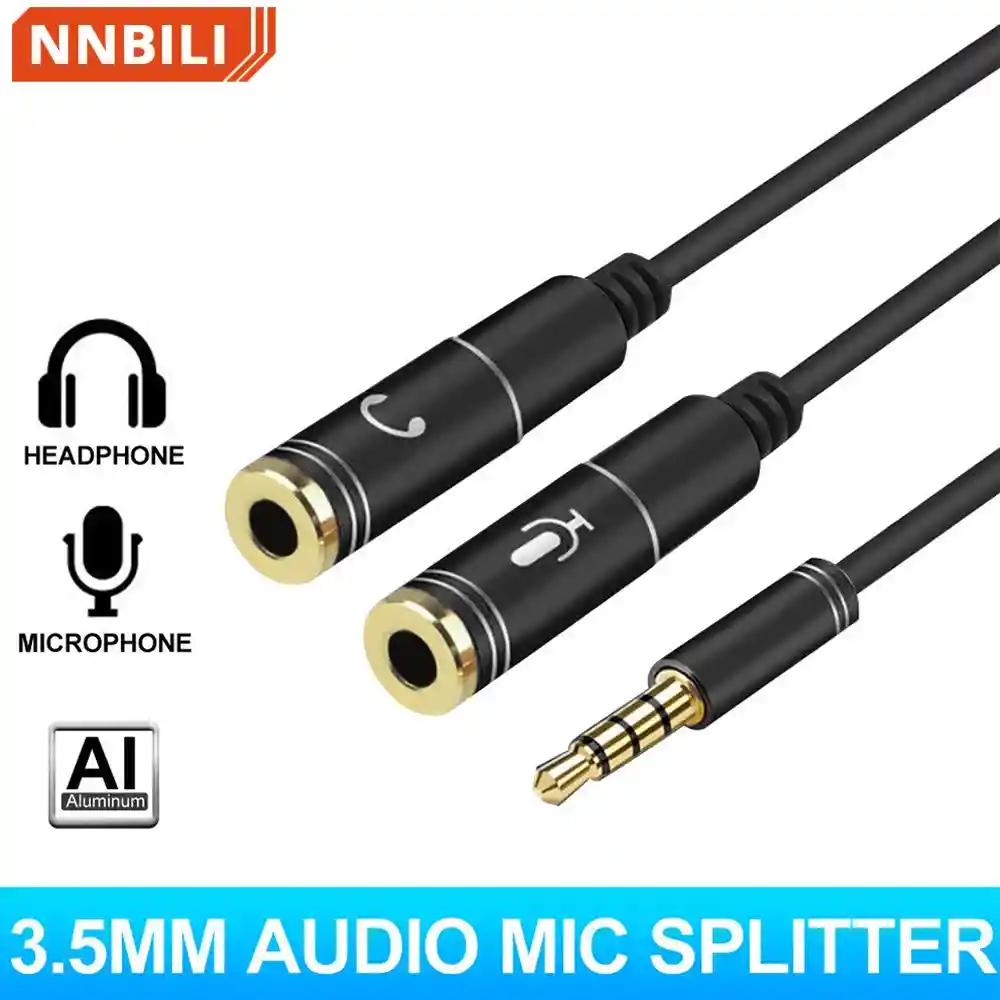 Adaptador Divisor De Auriculares Y Microfono Hembra 3.5mm