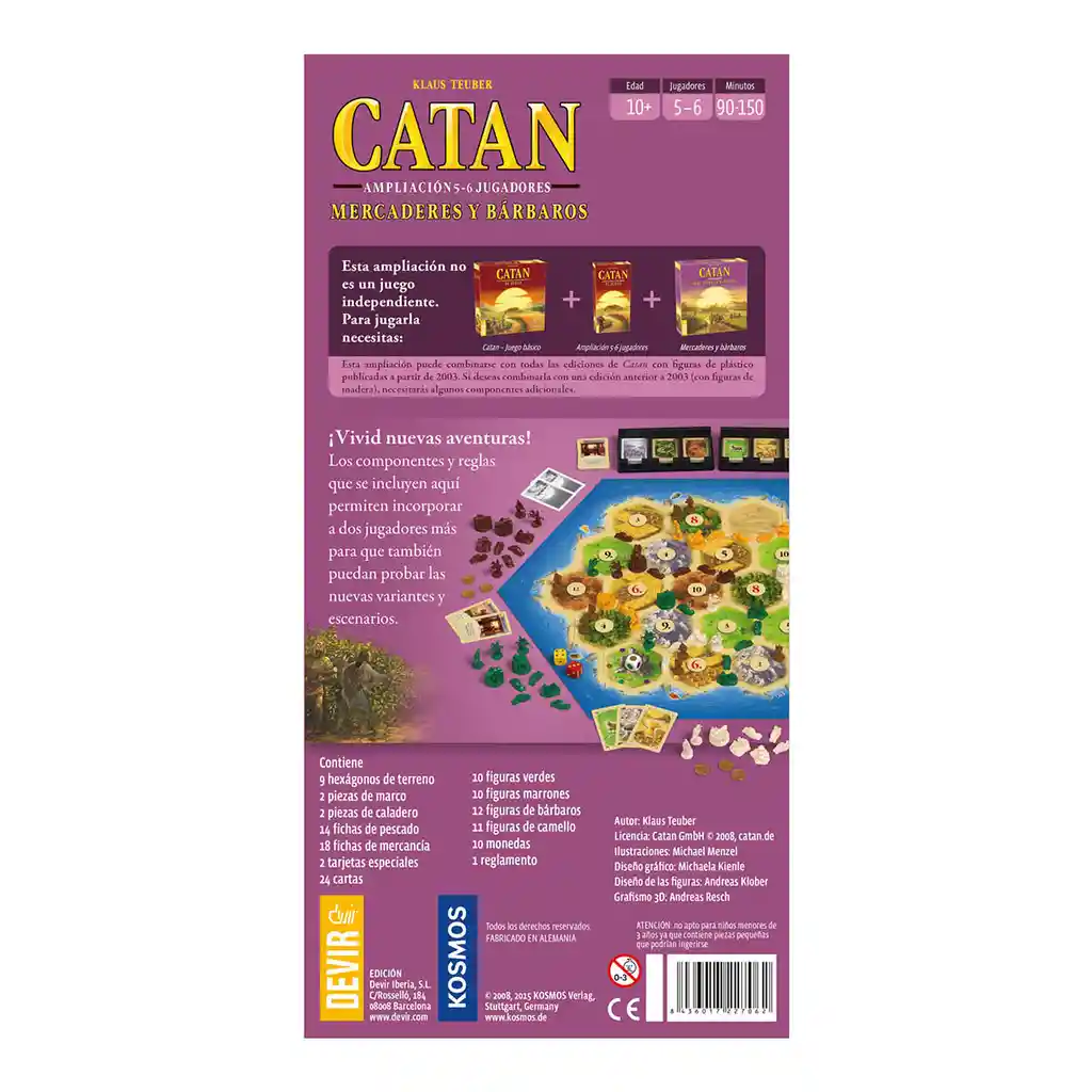 Juego De Mesa Catan Ampliación Mercaderes Y Bárbaros Adultos