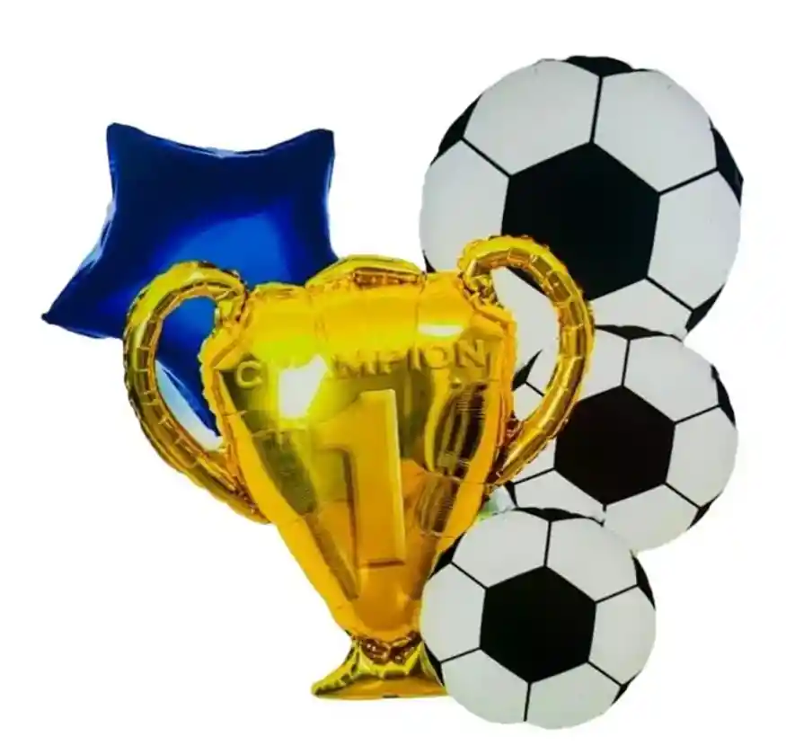 Globo Copa Bouquet Balones De Futbol X 5 Und