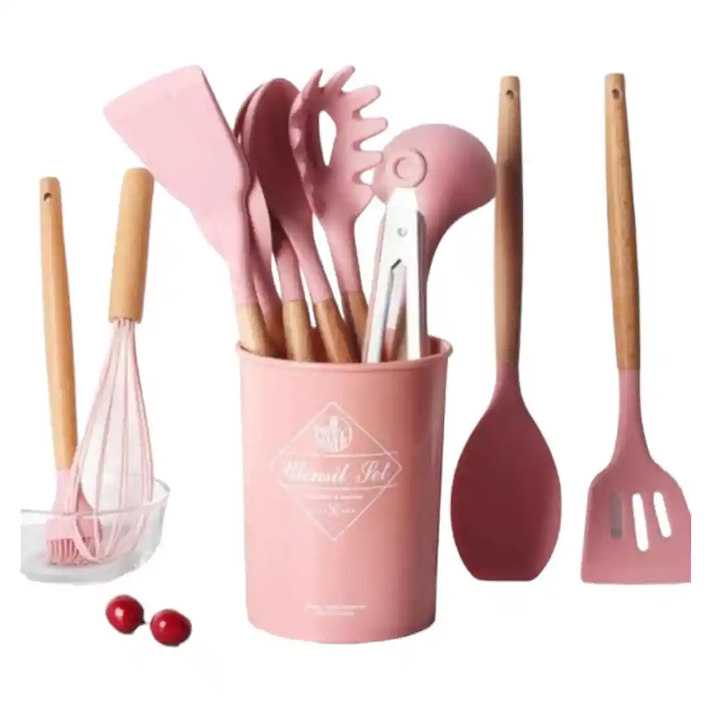 Set 12 Utensilios De Cocina Silicona Resistente Calor