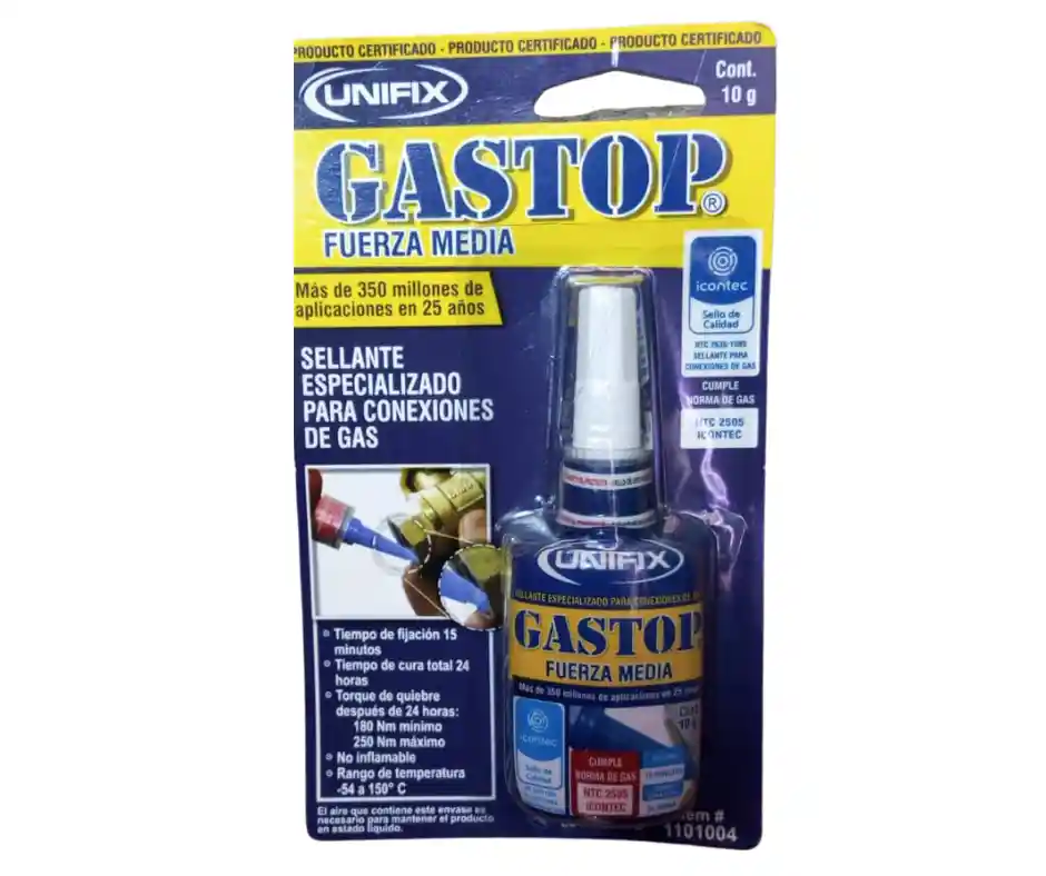 Pega Para Gas Fuerza Media Removible 10 Gr Gastop
