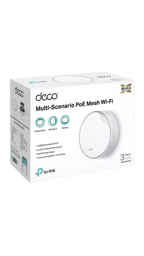 Deco X50 V1 (3-pack) (sistema Wi-fi 6 Mesh Al Ax3000, Internet En Toda La Casa Deco X50-poe) Tp-link