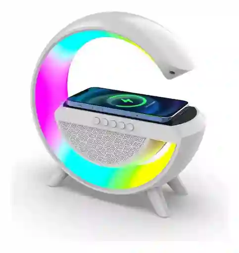 Parlante Lampara G Cargador Inalámbrico Rgb Reloj Bt