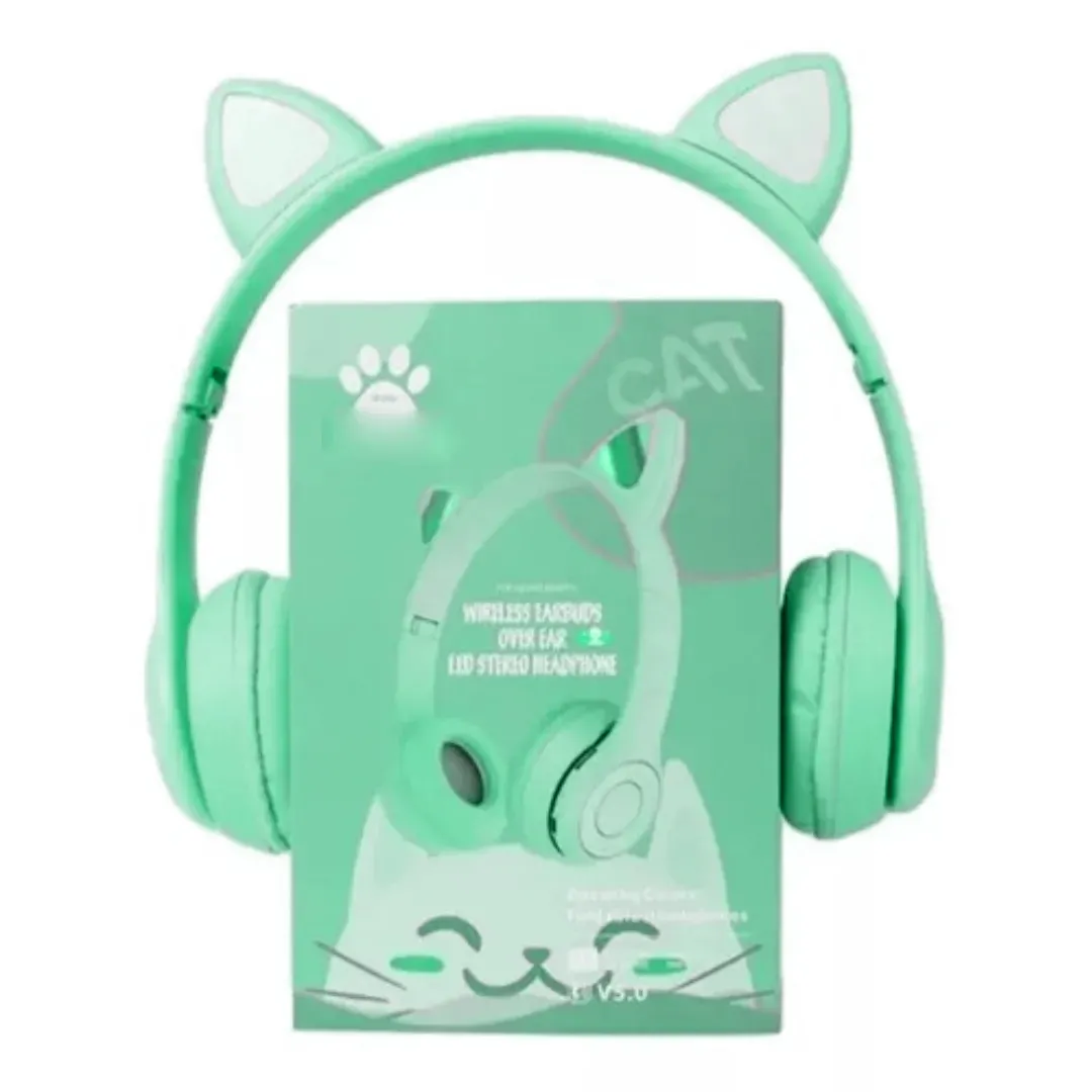 Audífonos Cat Ear Mz-08m Verde Wireless Headset Bluetooth